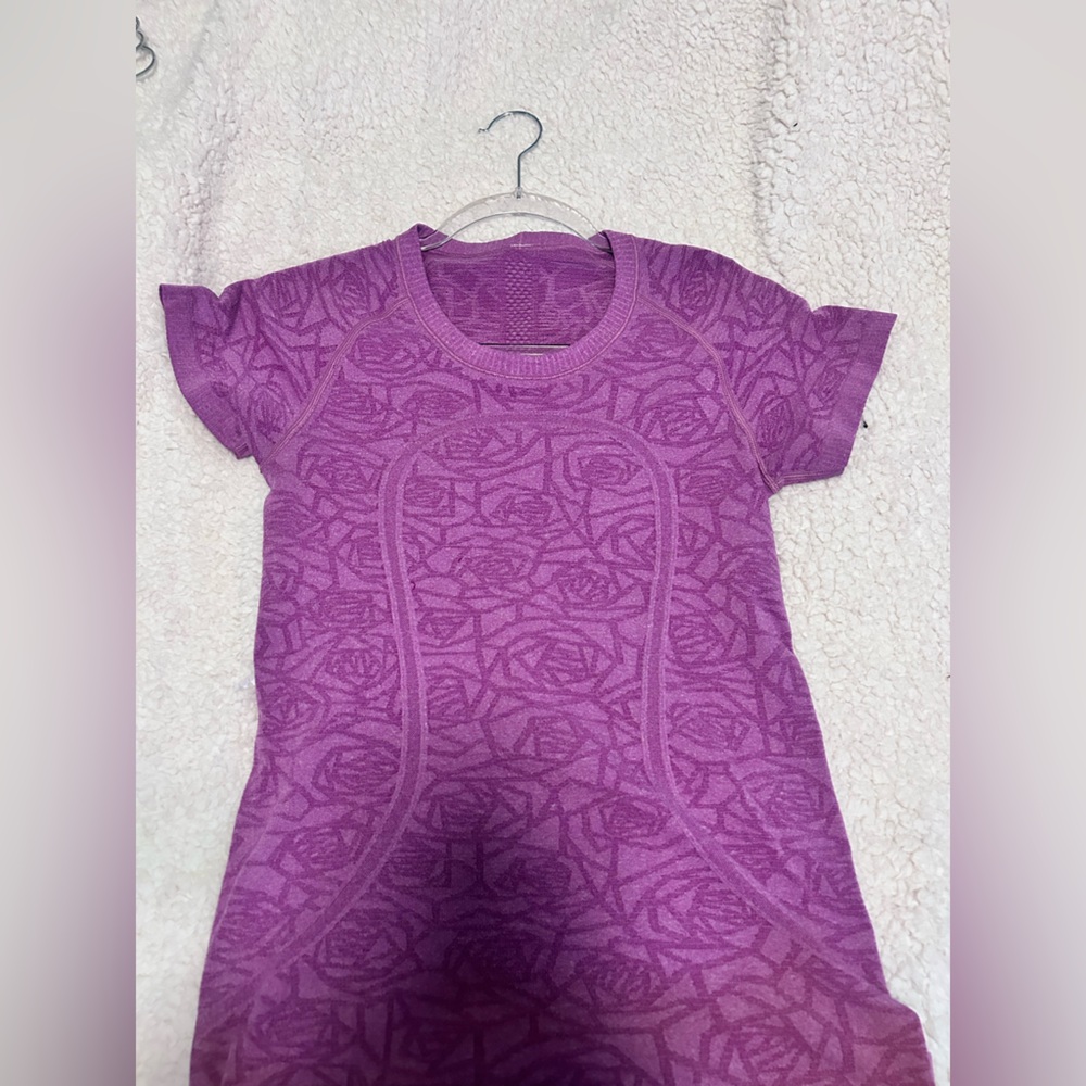 Purple Textured Short Sleeve Dress